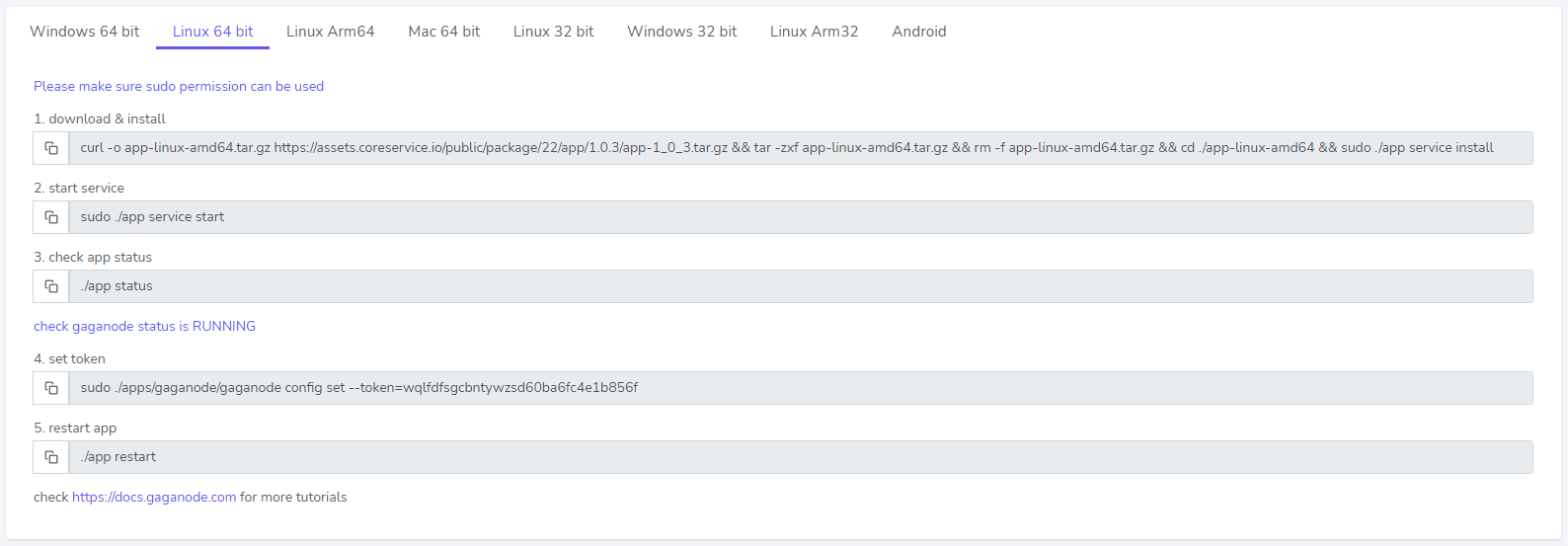 Linux 64 bit example