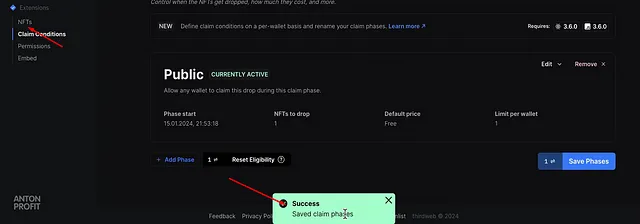 Once the green window appears, click on “NFTs.