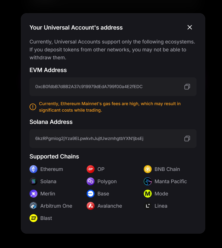UniversalX登录生成的地址