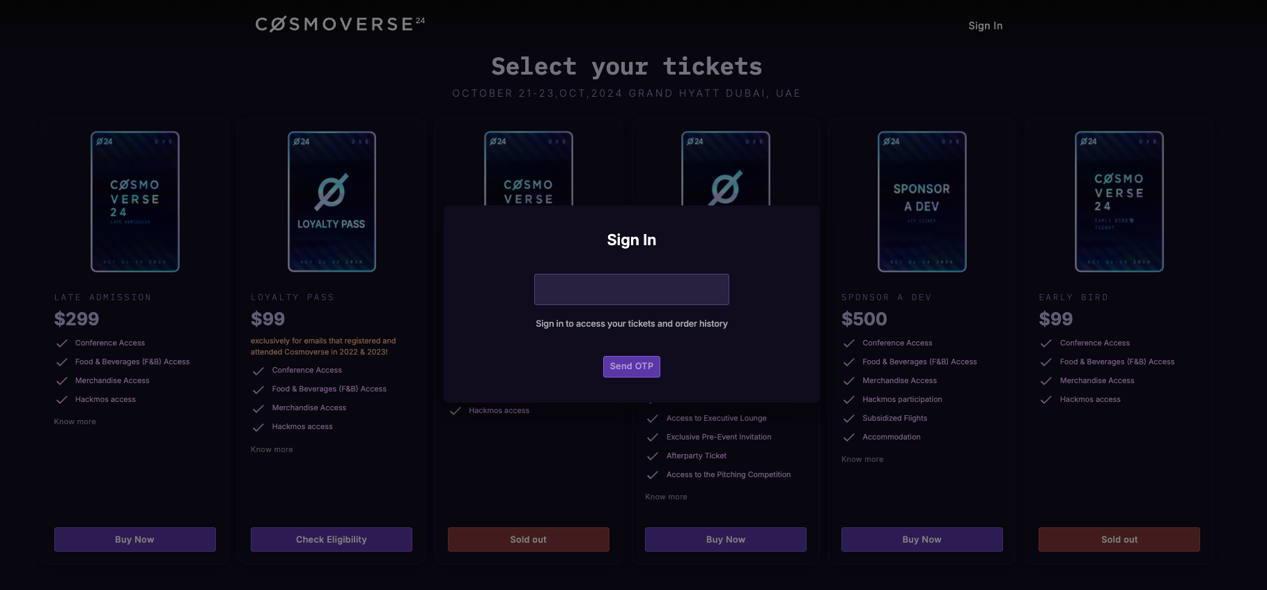Log in at Cosmoverse.OmniFlix.co with your registered email