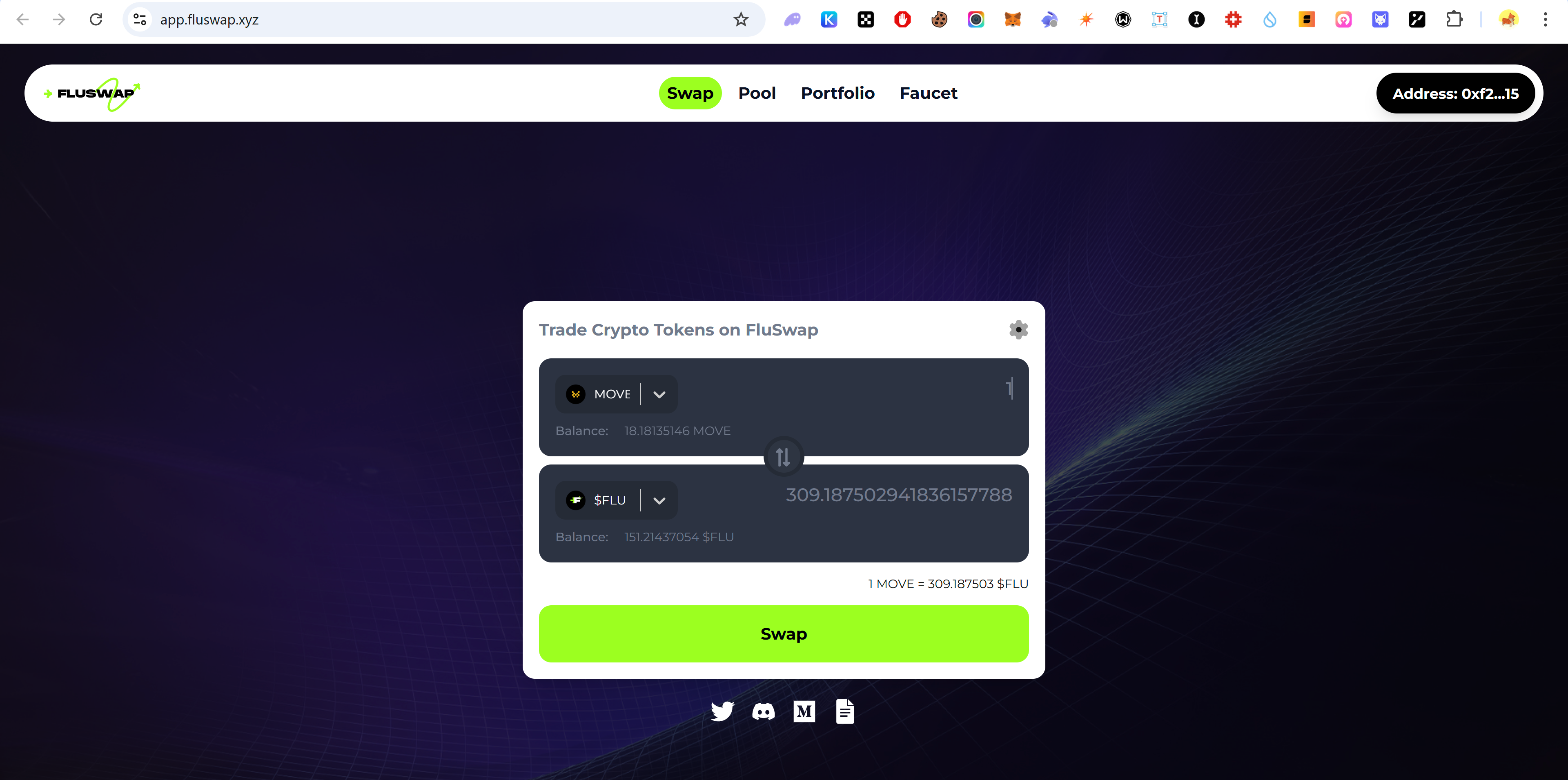 Swapping tokens on Fluswap