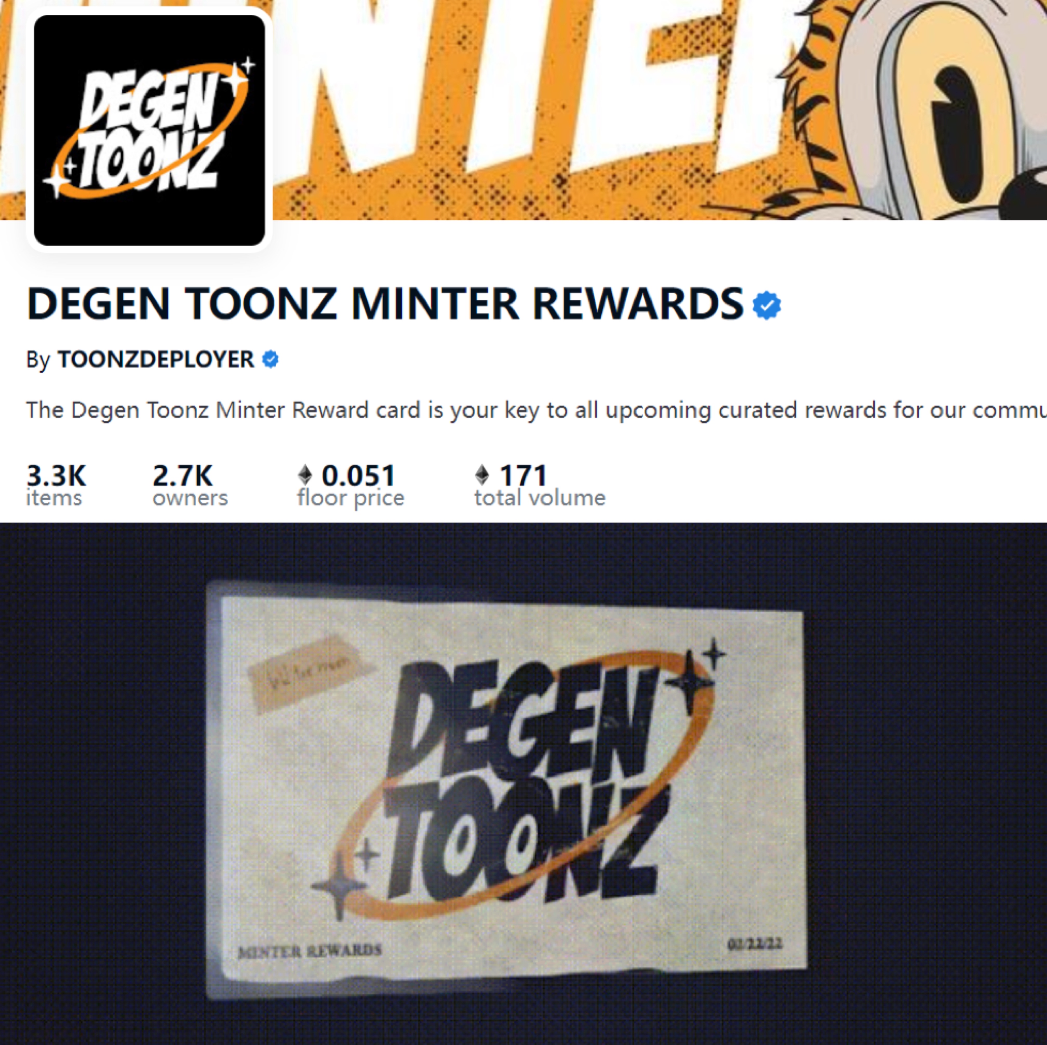 DegenToonz为当初选择mint的人发放的纪念空投