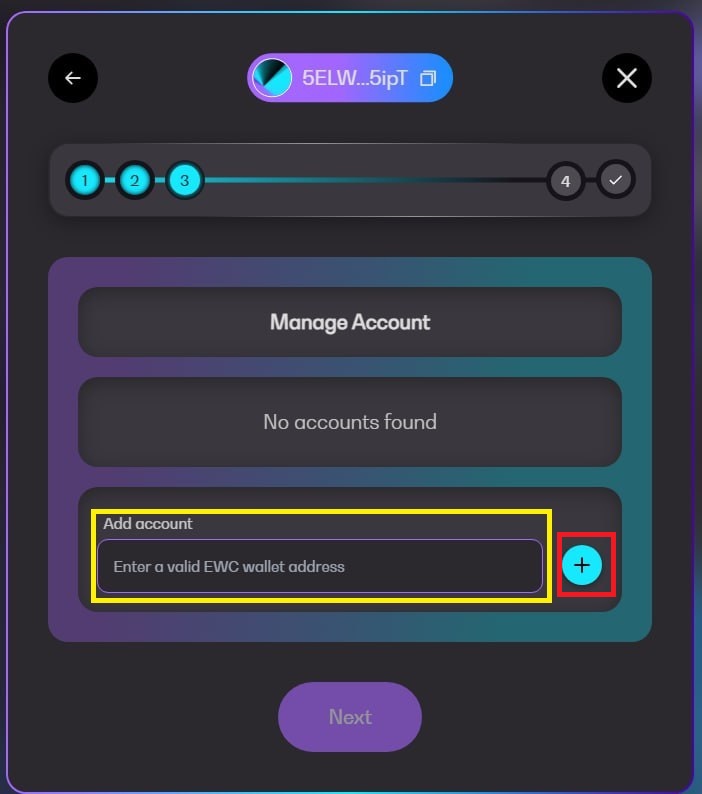 you need to press the add button if this is your first time, else you won't be able to move on to the next step.