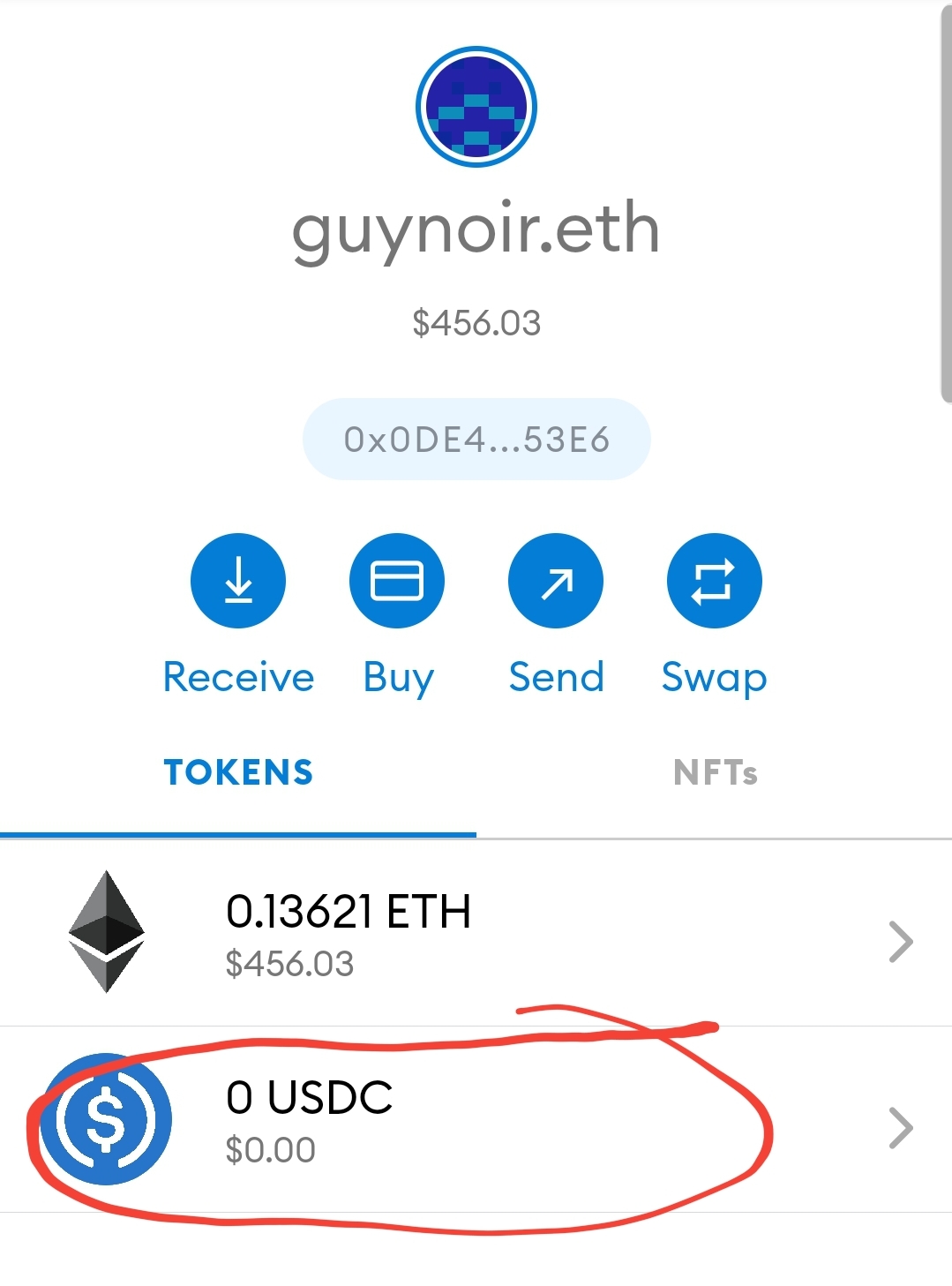 USDC added to Metamask