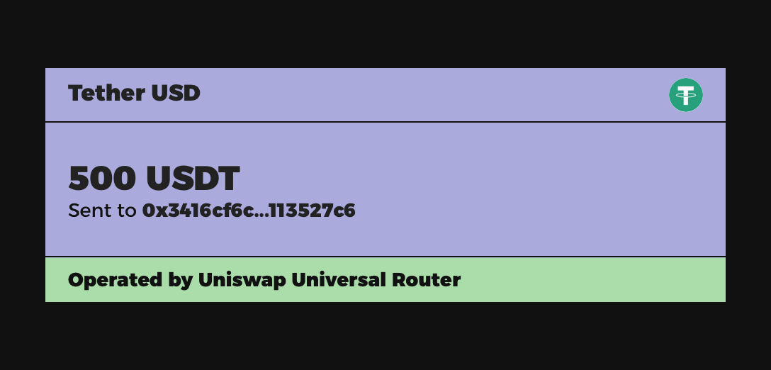 Example of a Sent tokens event where the operator cannot trade anymore