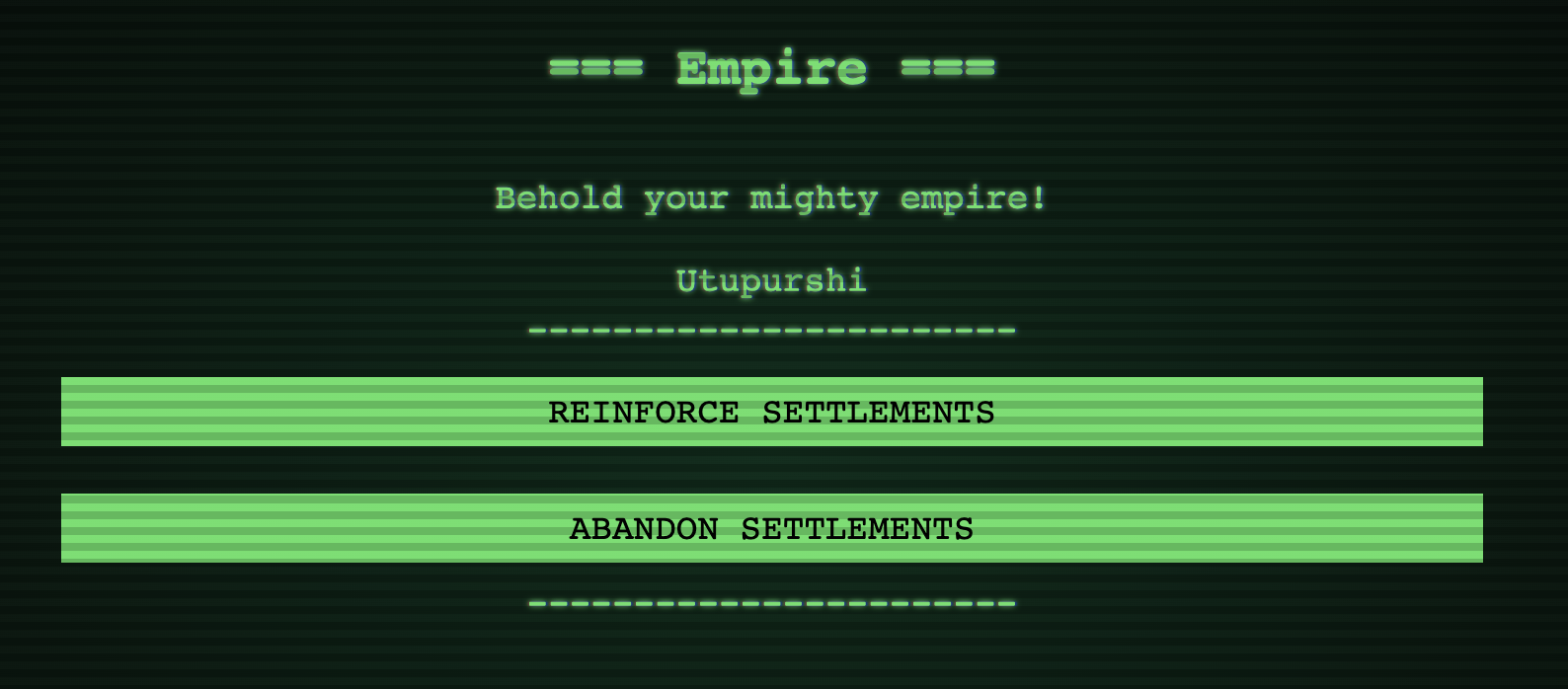 Behold Utupurshi, the legendary WASD settlement.