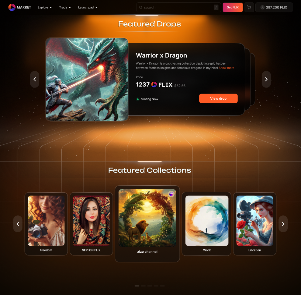 OmniFlix Market v2 Homepage