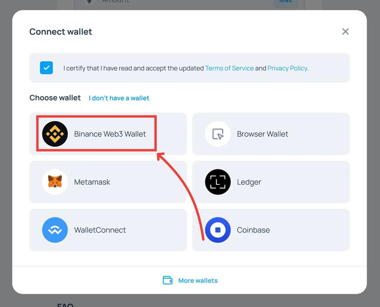 Select Binance Web3 Wallet