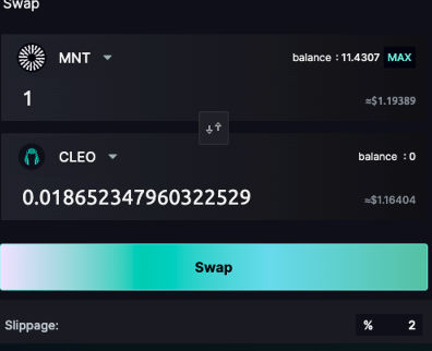 Swap from MNT to CLEO