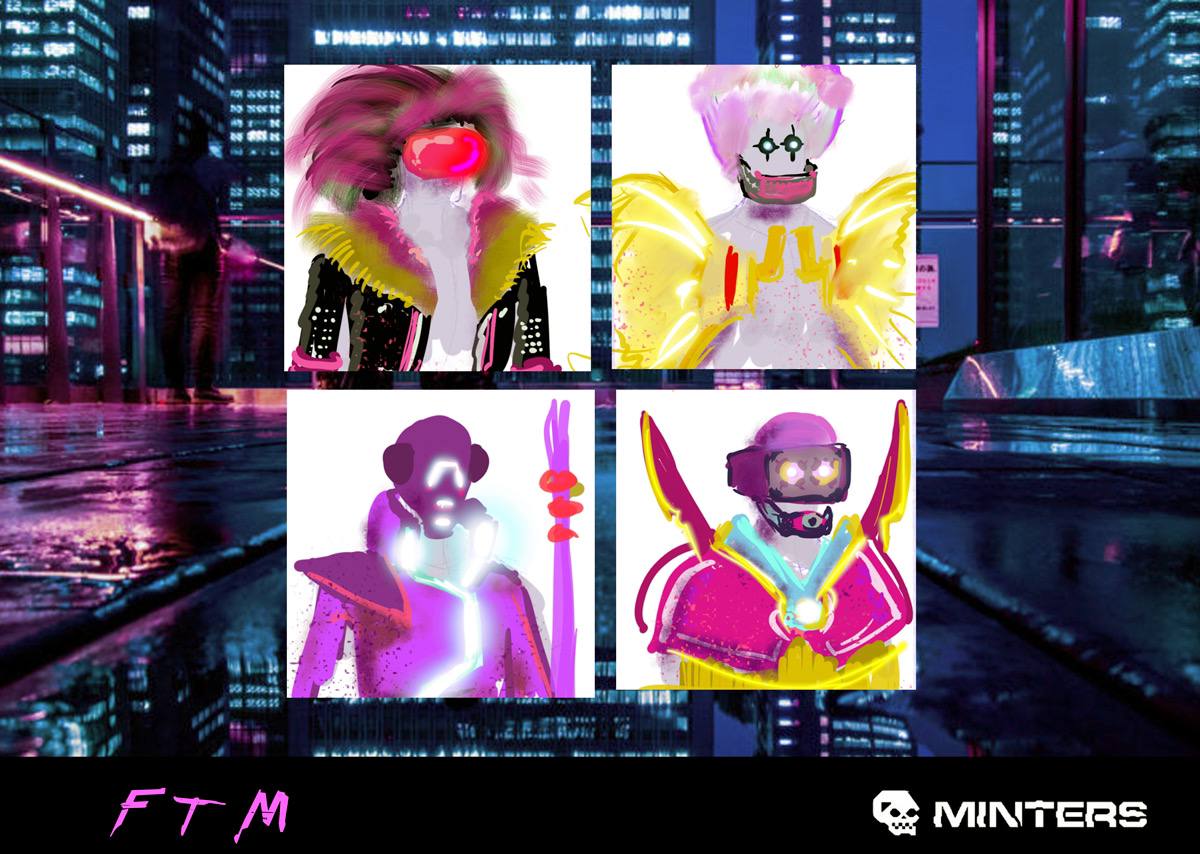 From the initial designs, The Minters are carefully crafted NFT characters, with colors and traits matching the vibes!