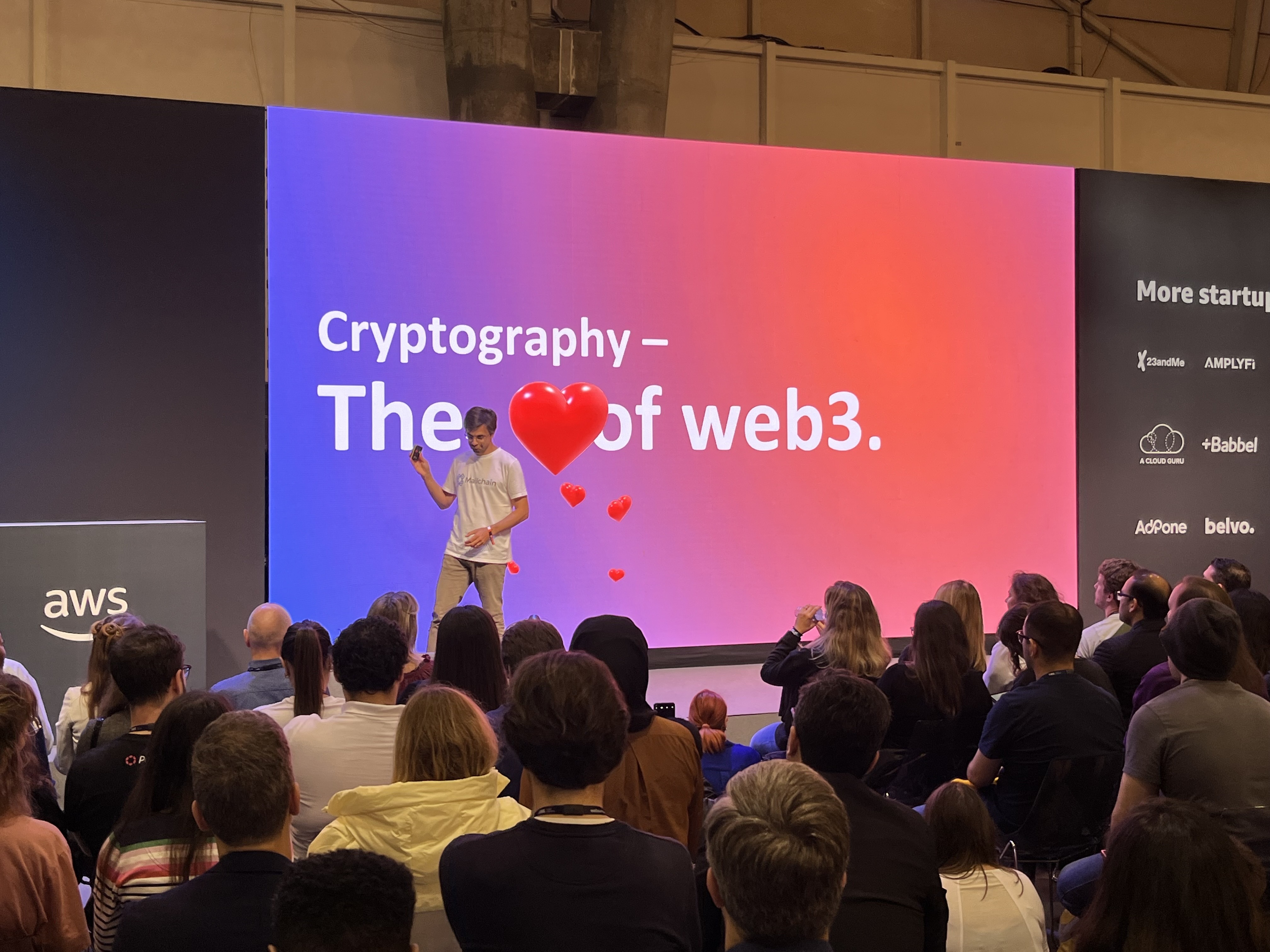 Rob de Feo on stage speaking at Web Summit.