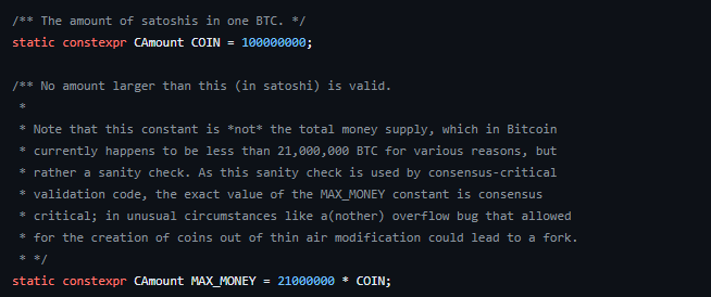 Fuente: https://github.com/bitcoin/bitcoin/blob/master/src/consensus/amount.h