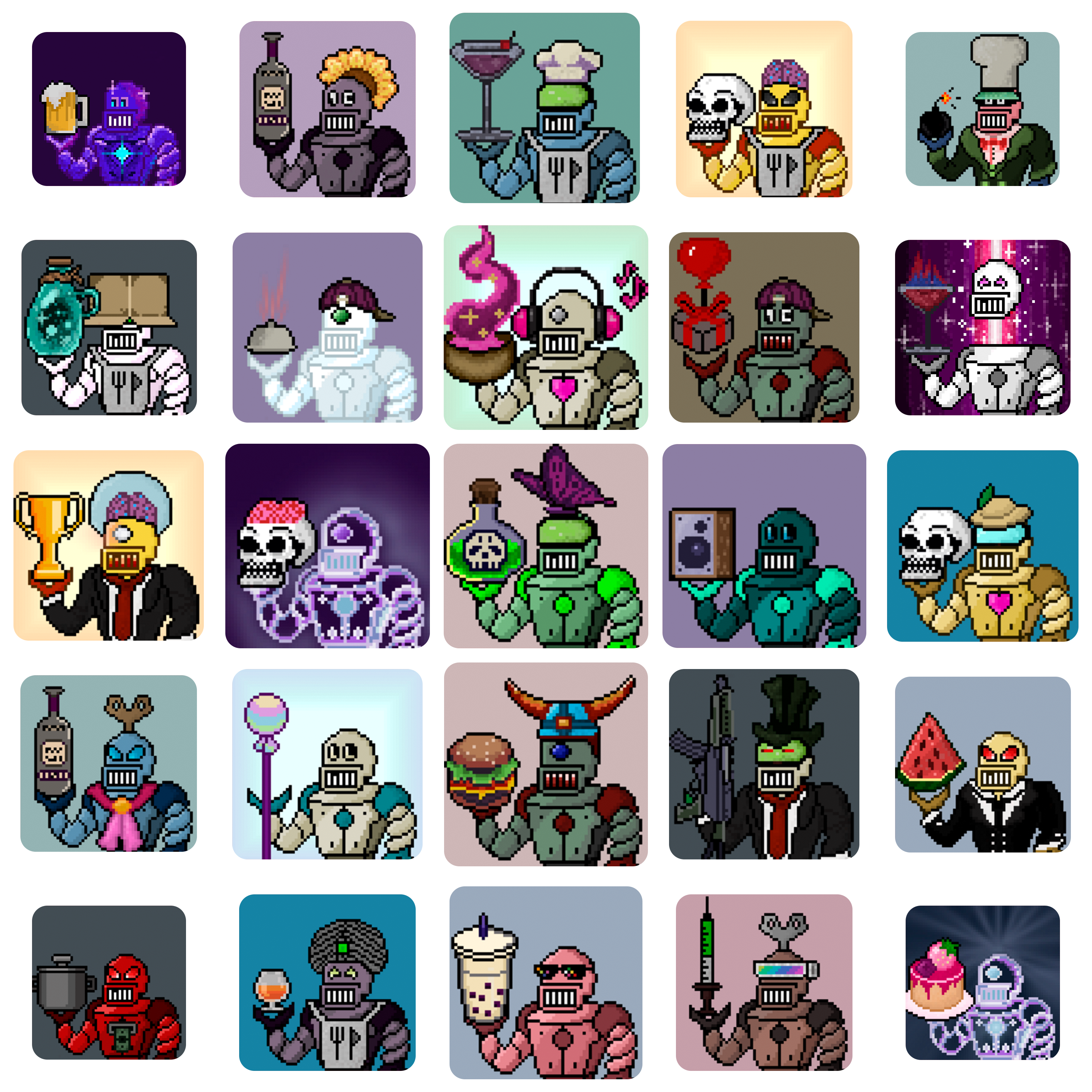 DroEats - Collection of 3500 pixelated robots, with more than 270+ unique traits. Trade on the biggest NFT marketplace on Arbitrum! 