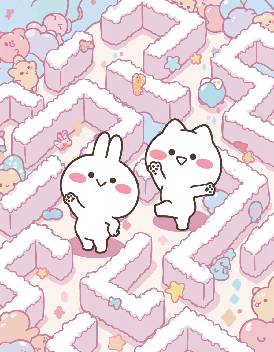 Sweet MazeIn this piece, Mimi & Neko wander through a vibrant candy-themed maze, surrounded by lollipops, candy canes, and pastel-colored walls. It’s bright, fun, and full of movement, showing how remix culture can add entirely new dimensions to familiar characters.