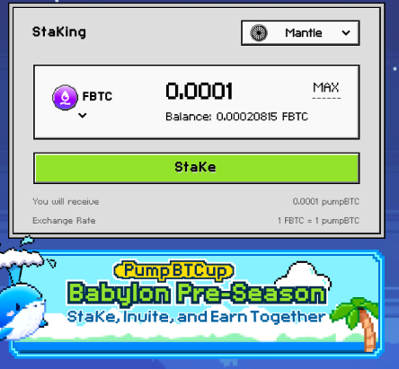 Stake any amount of FBTC