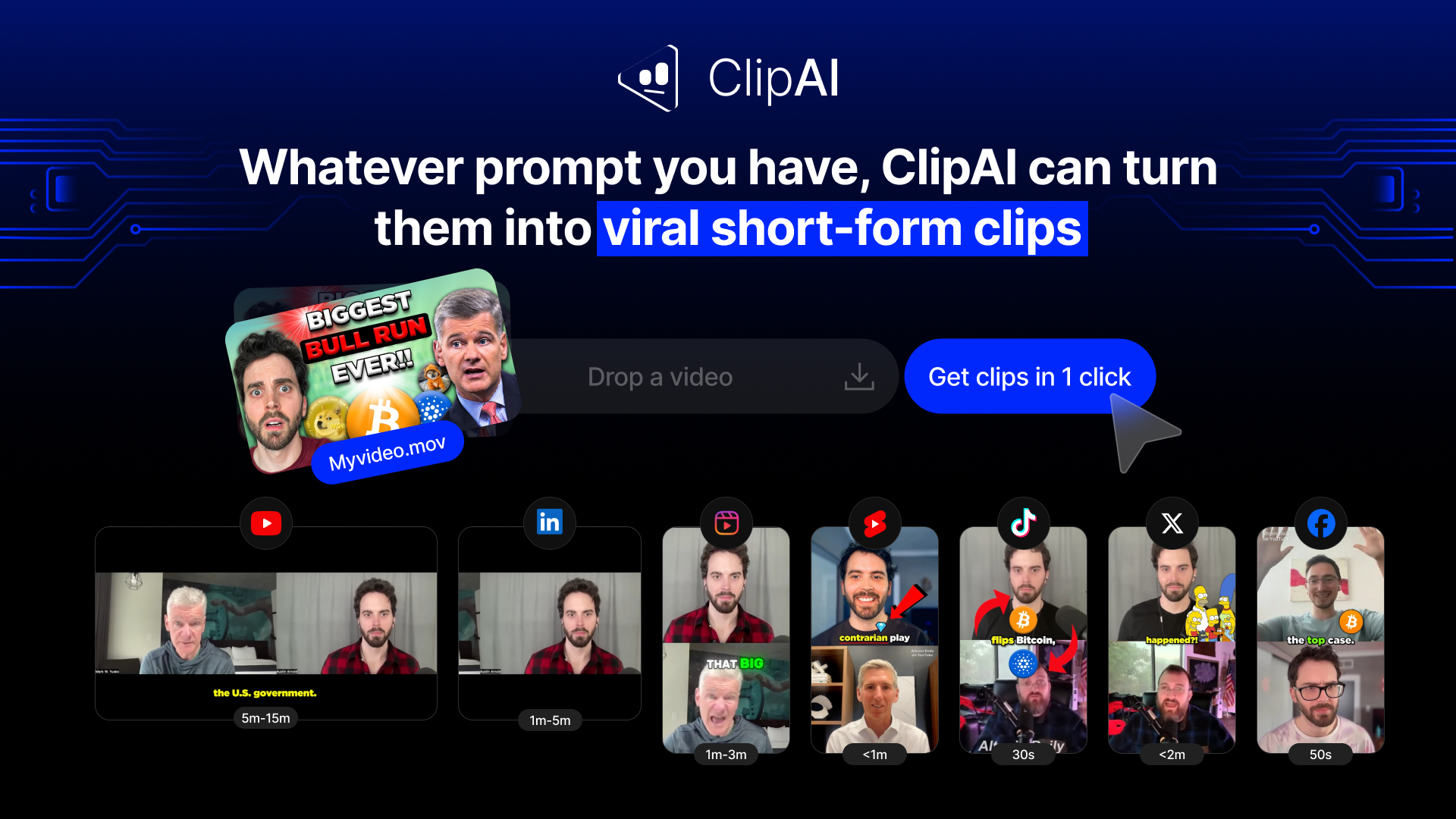 Turn any prompt into viral short-form clips