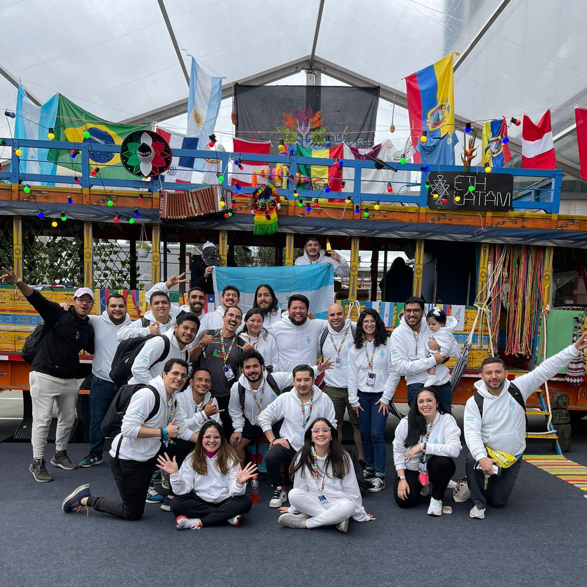 Ethereum Honduras in front of Devcon VI's 