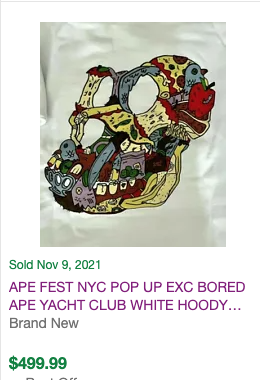 BAYC merch resales at a premium too