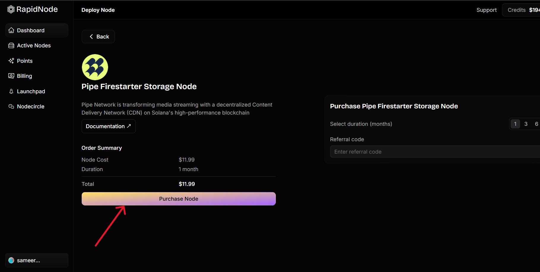 Select Pipe Firestarter Storage Node