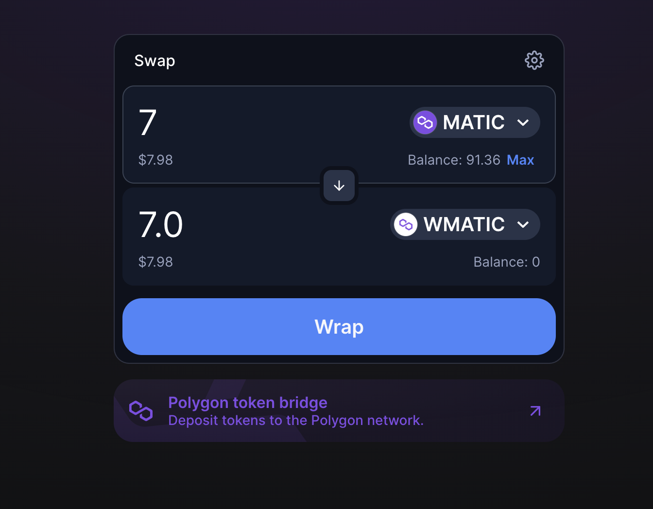Uniswap - Wrap MATIC to WMATIC