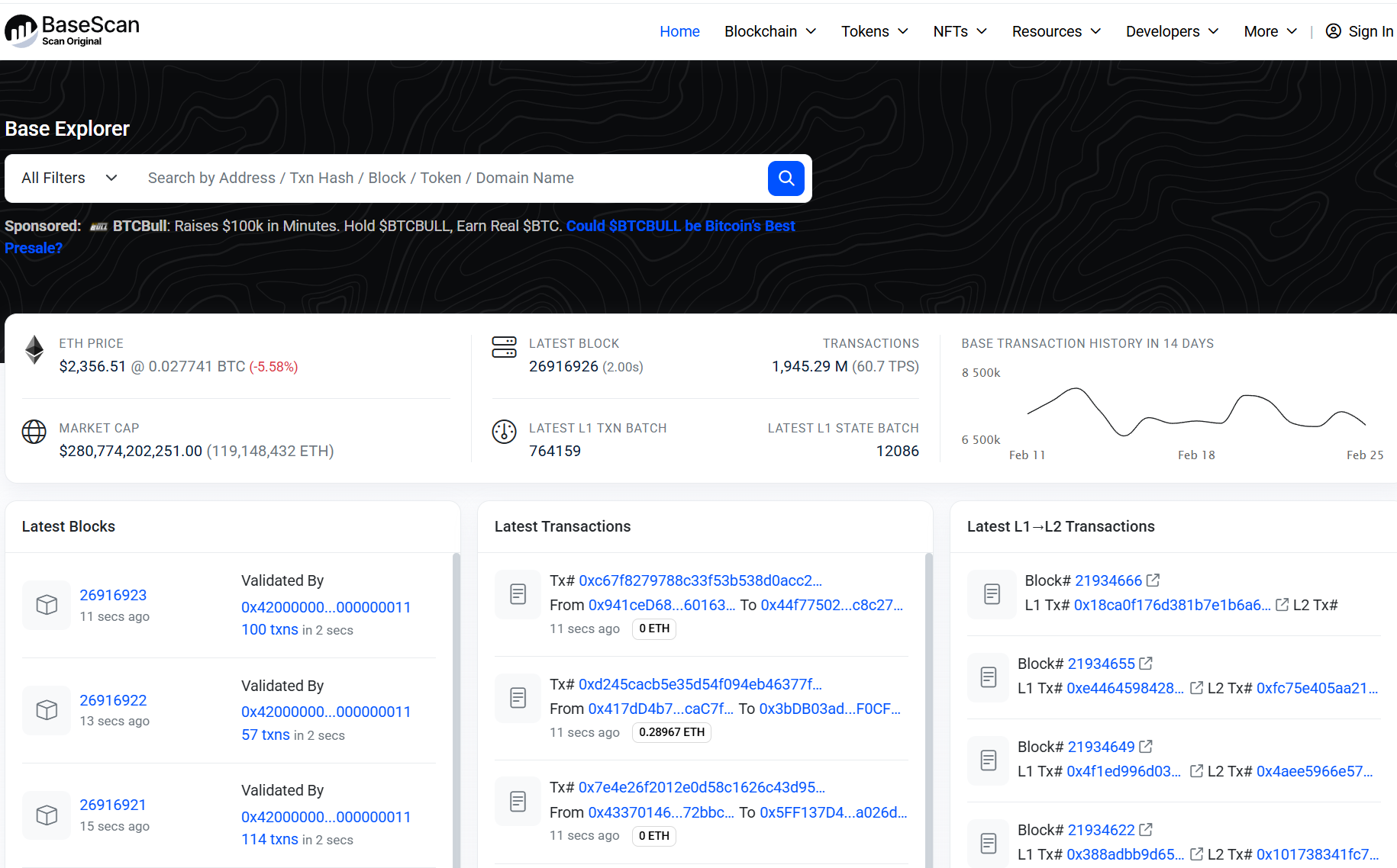 Blockchain Explorer on Base (27-2-2025)
