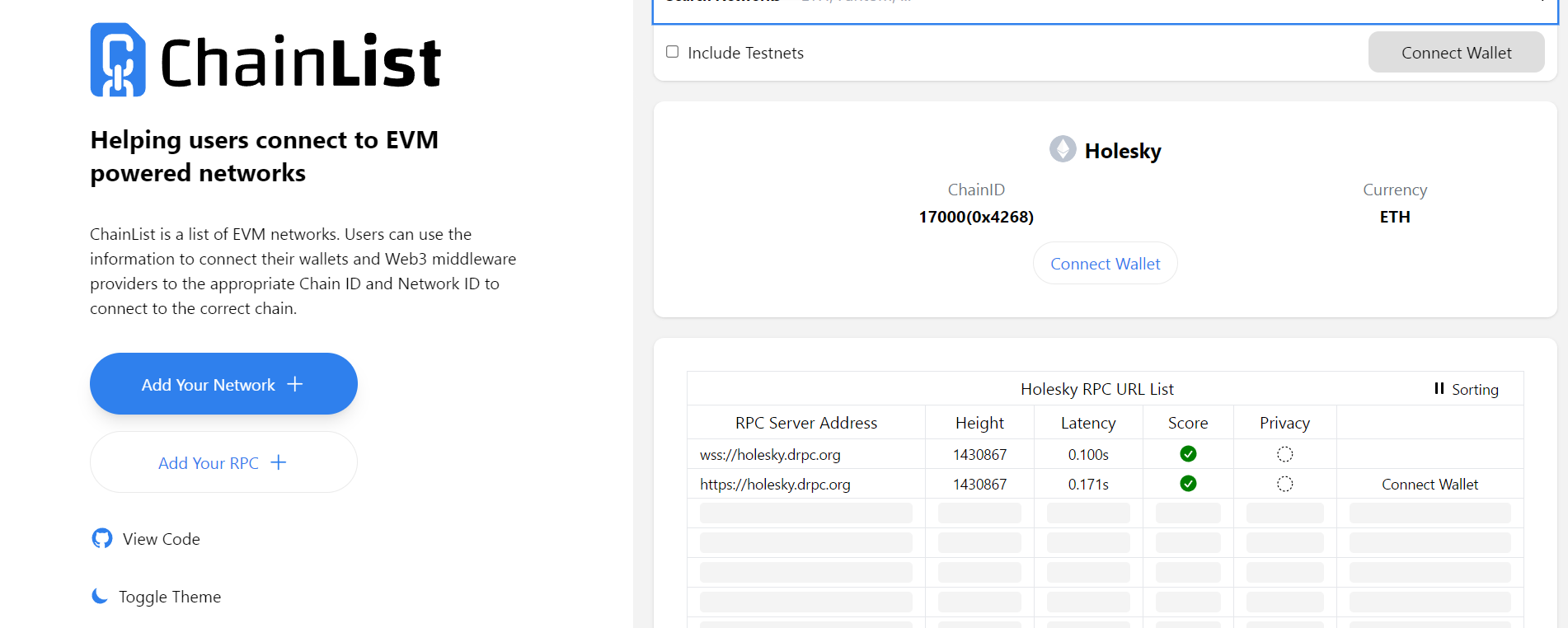 https://chainlist.org/chain/17000