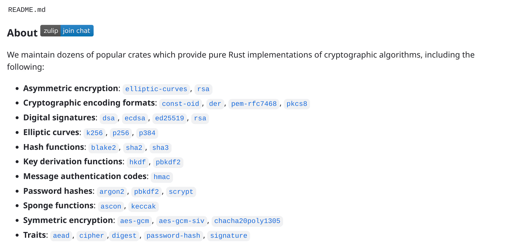 https://github.com/RustCrypto