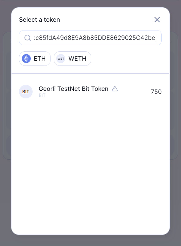 To find this token, paste the address into the search field