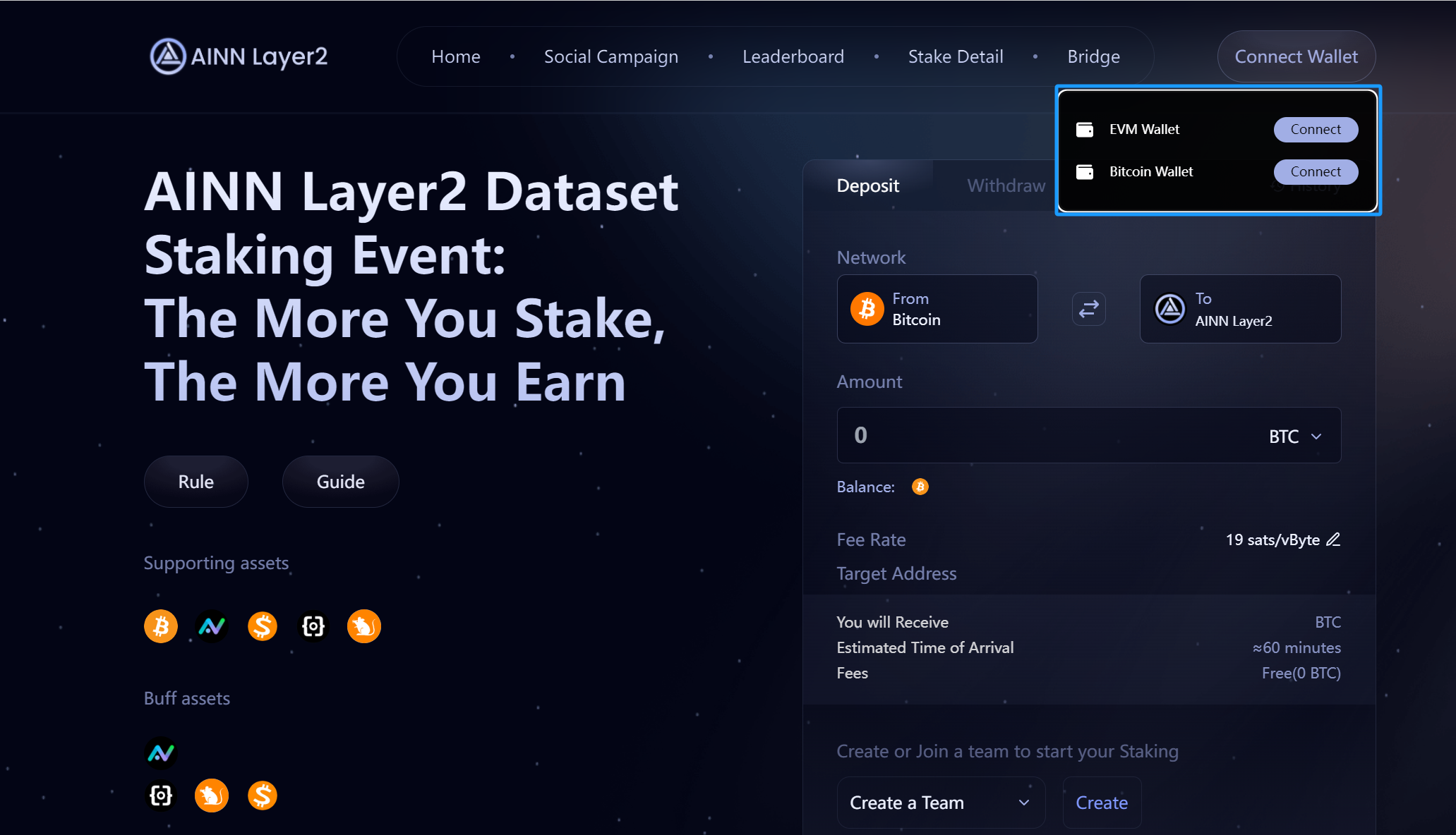 Connect both Unisat Wallet and EVM Wallet