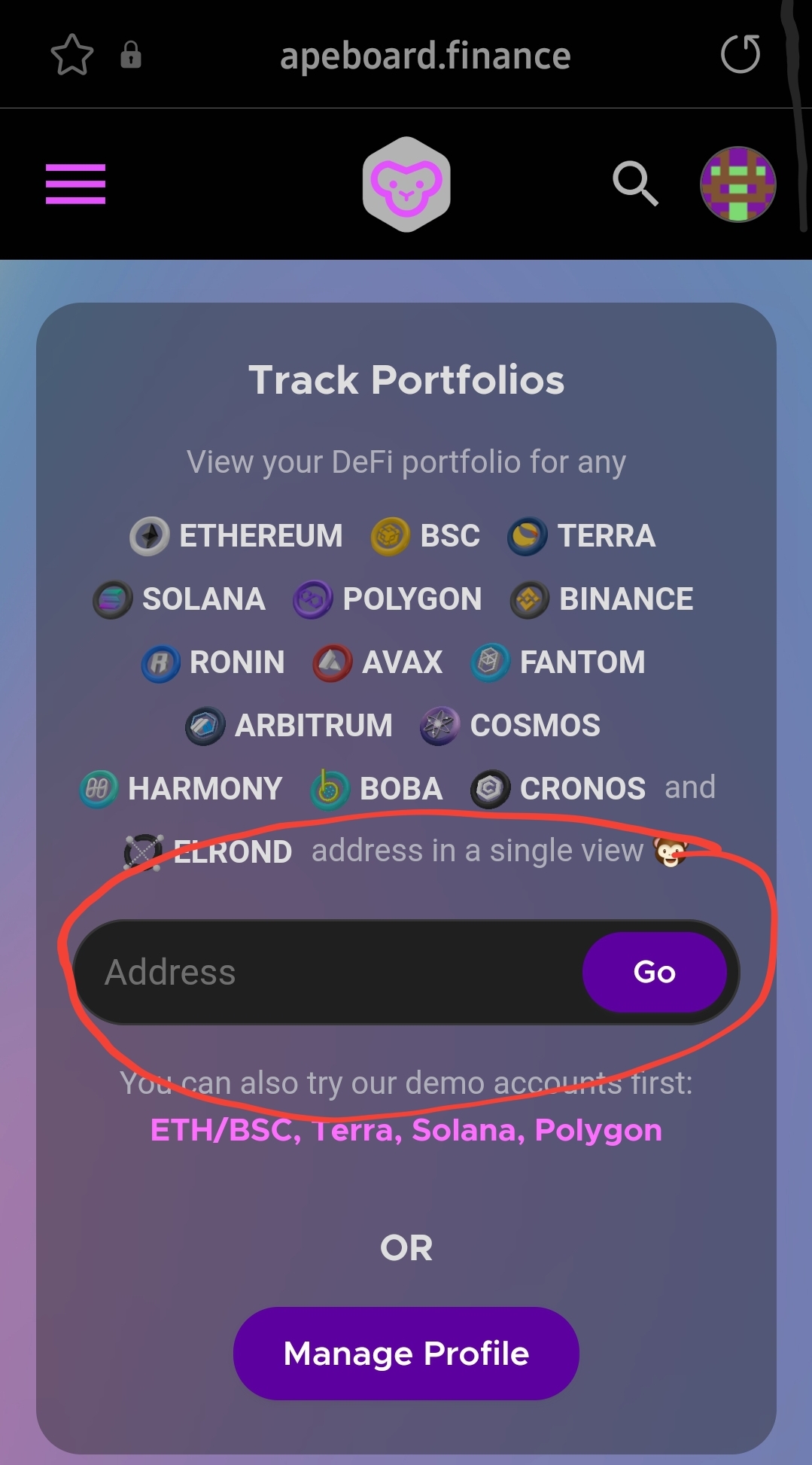 main apeboard page