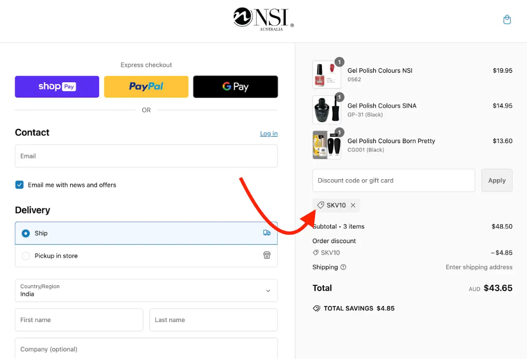  NSI Nails Discount Code (SKV10)