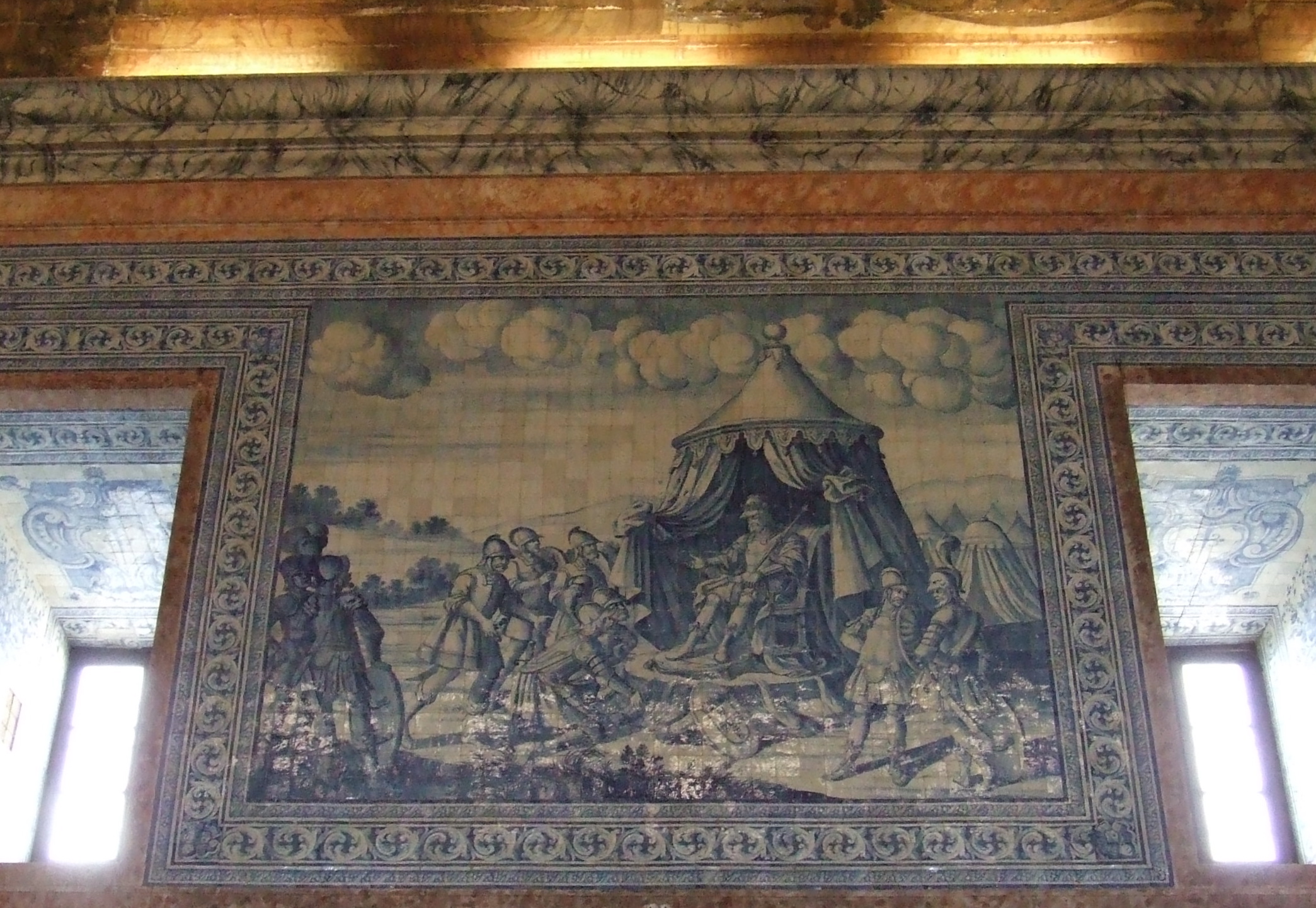 Pormenor de um dos painéis de azulejos alusivos à Batalha de Ourique. 