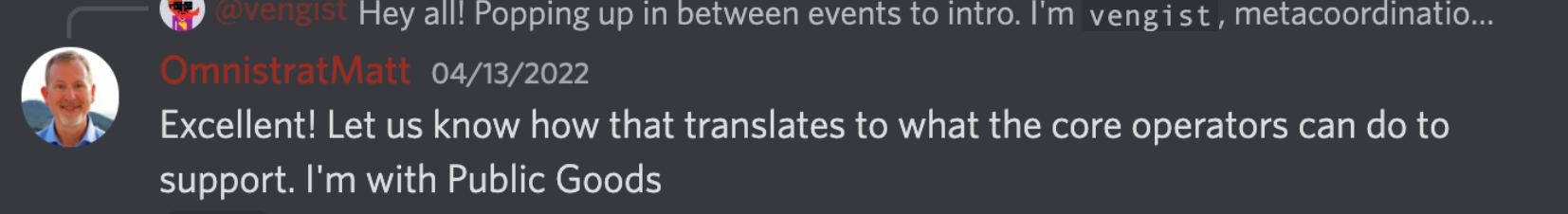 From Wildfire's Discord — 太棒了！请告诉我们核心运营者可以做些什么来提供支持。我支持公共物品（Public Good）。