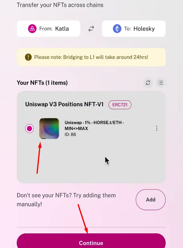 Choose your NFT and click on the button.