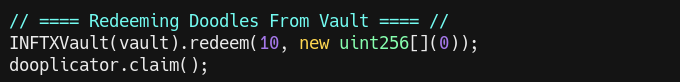 Snippet from my contract where I redeem doodles from the vault and claim the airdrop