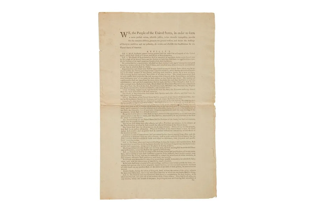 One of 13 remaining copies of the Official Edition of the Constitution. Image: Sotheby’s
