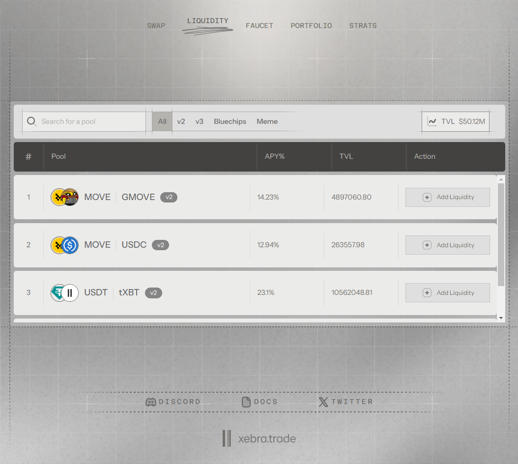 Add Liquidity on Xebra 