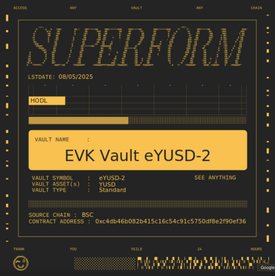Superposition - an ERC1155A token in your wallet that represents your position in a vault