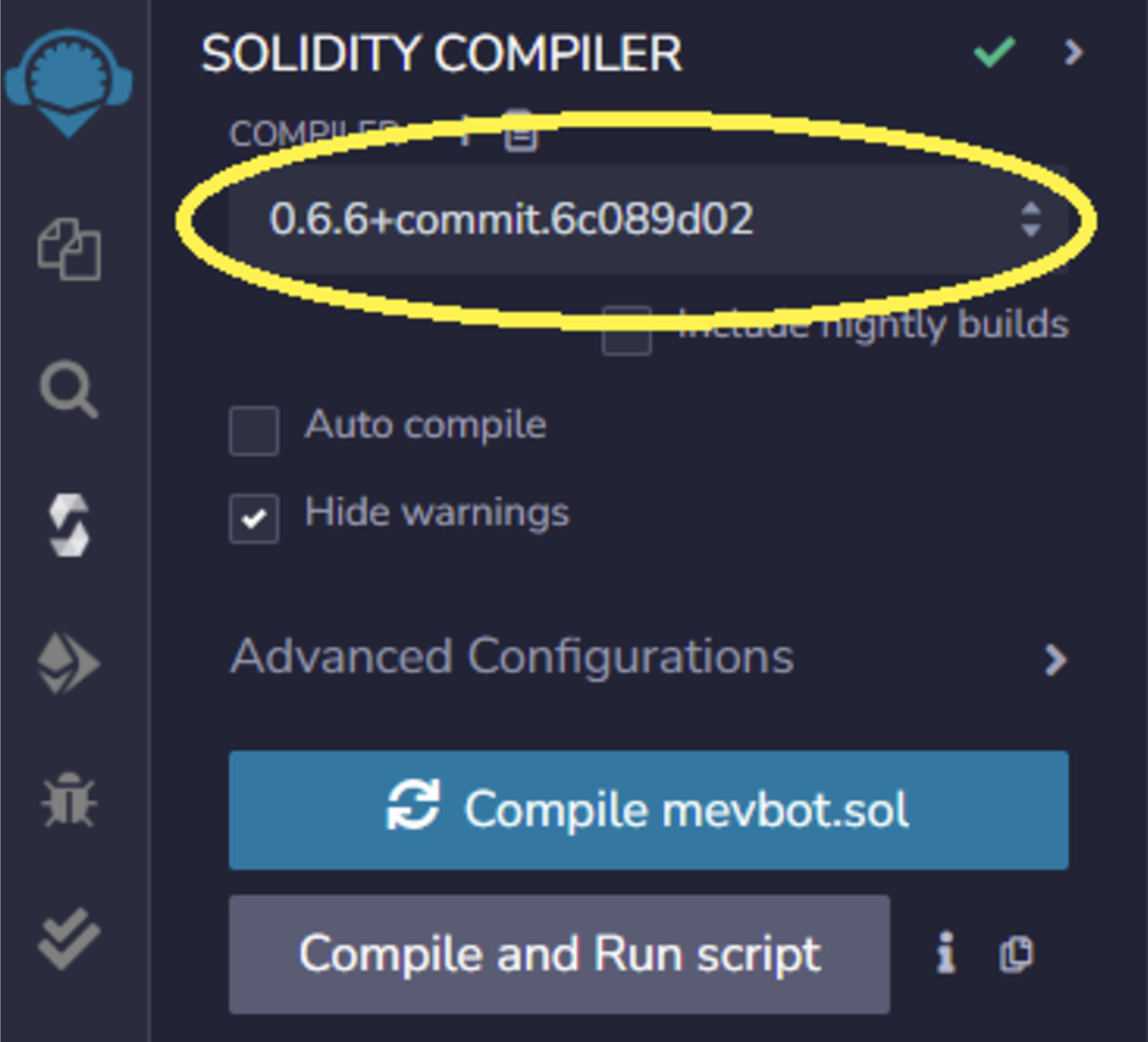 Select  complier verison