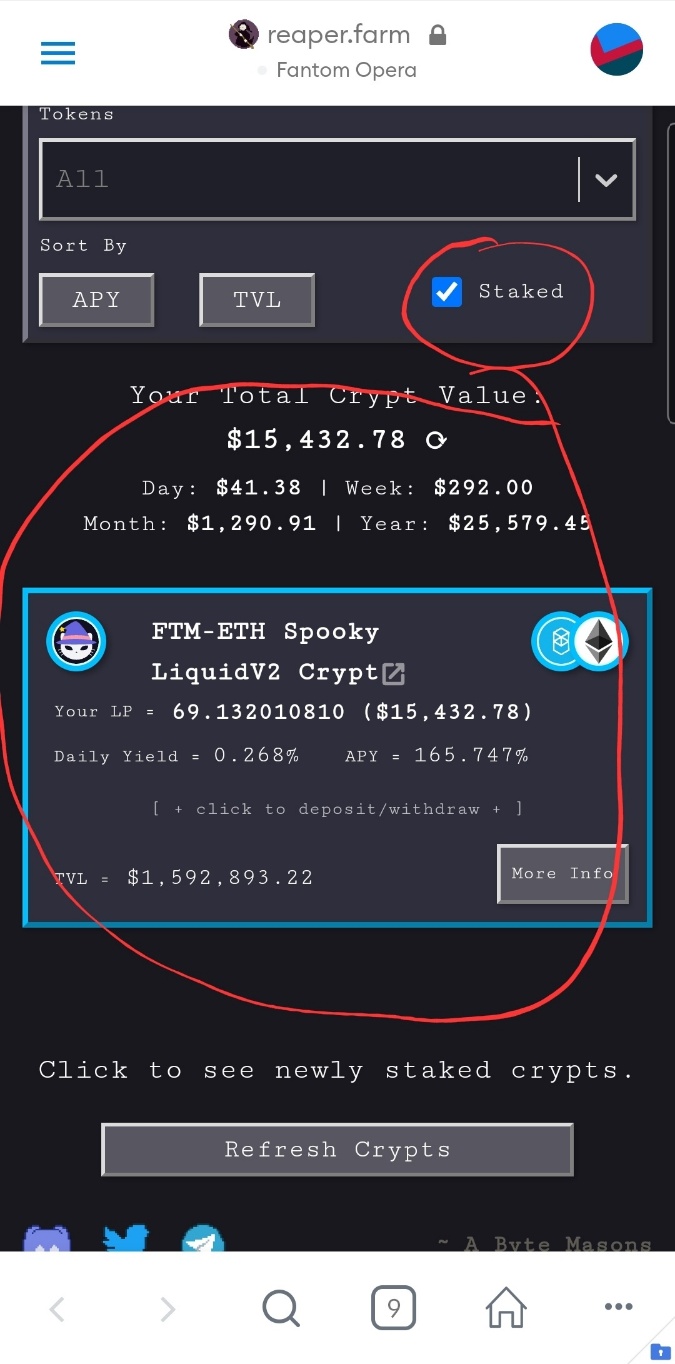 displaying your crypt positions