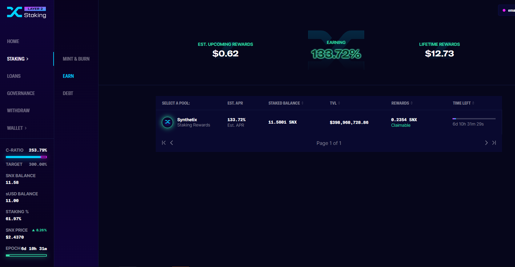 Staking > Earn