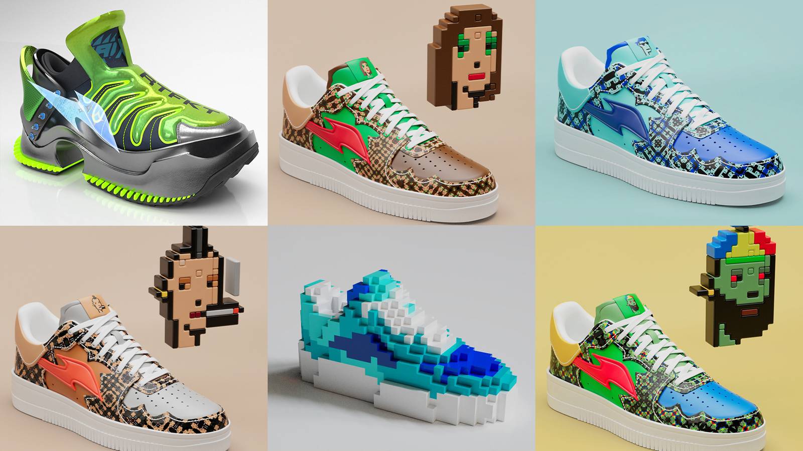 Samples of RTFKT x CryptoPunk Sneakers