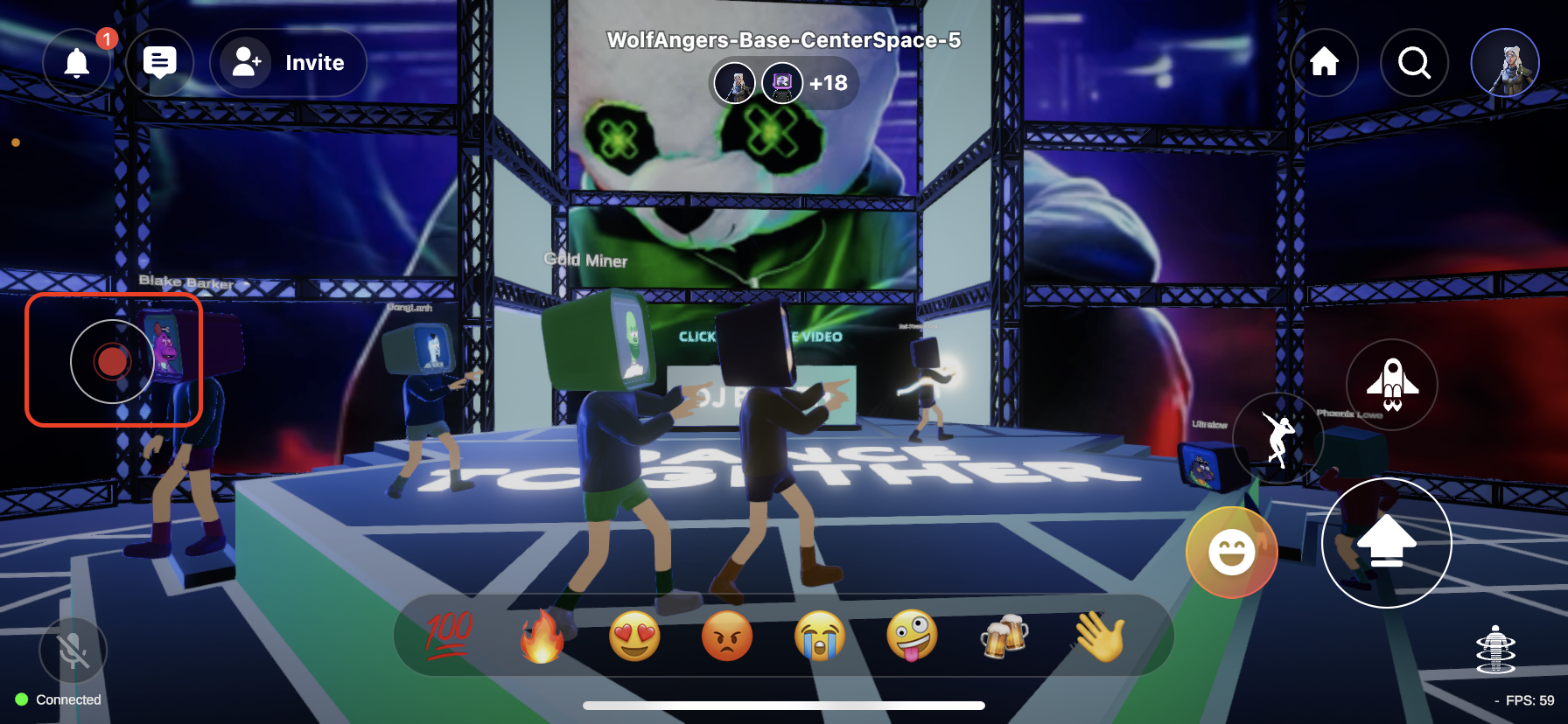 Press the Record button on the left side of the screen to start recording