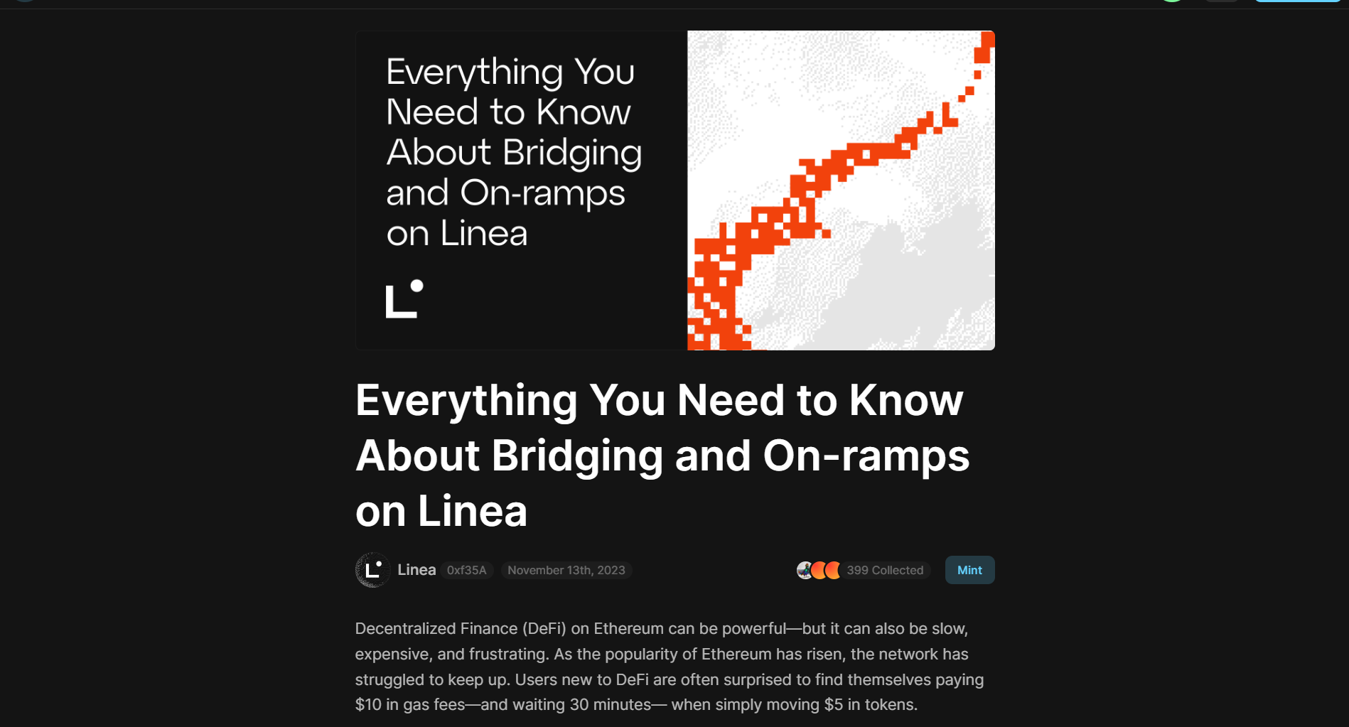 Bridging and On-Ramps on Linea