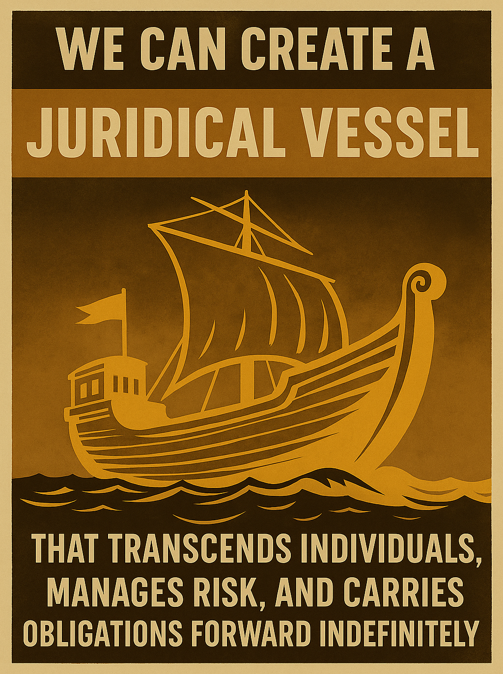 We can create a juridical vessel that transcends individuals, manages risk and carries obligations forward indefinitely.
