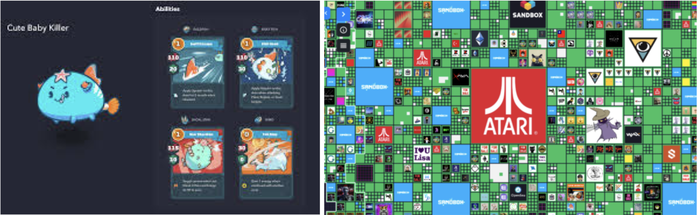 Axie Infinity cards and The Sandbox land