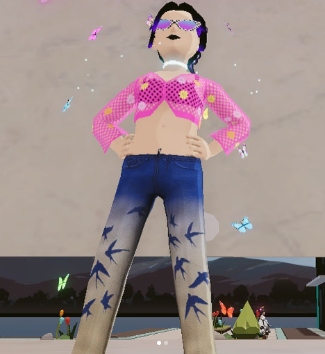 Lyss wearing KidSuper in Decentraland