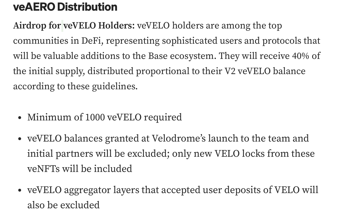 veAERO for veVELO Holder