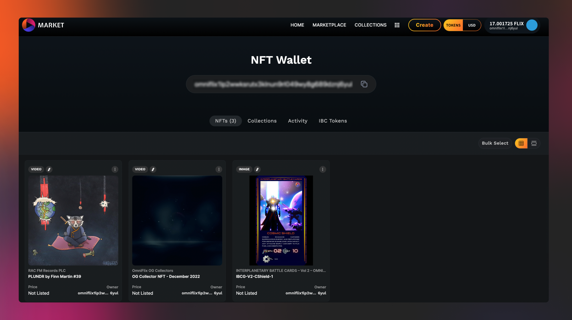 Bulk transactions feature on OmniFlix.Market