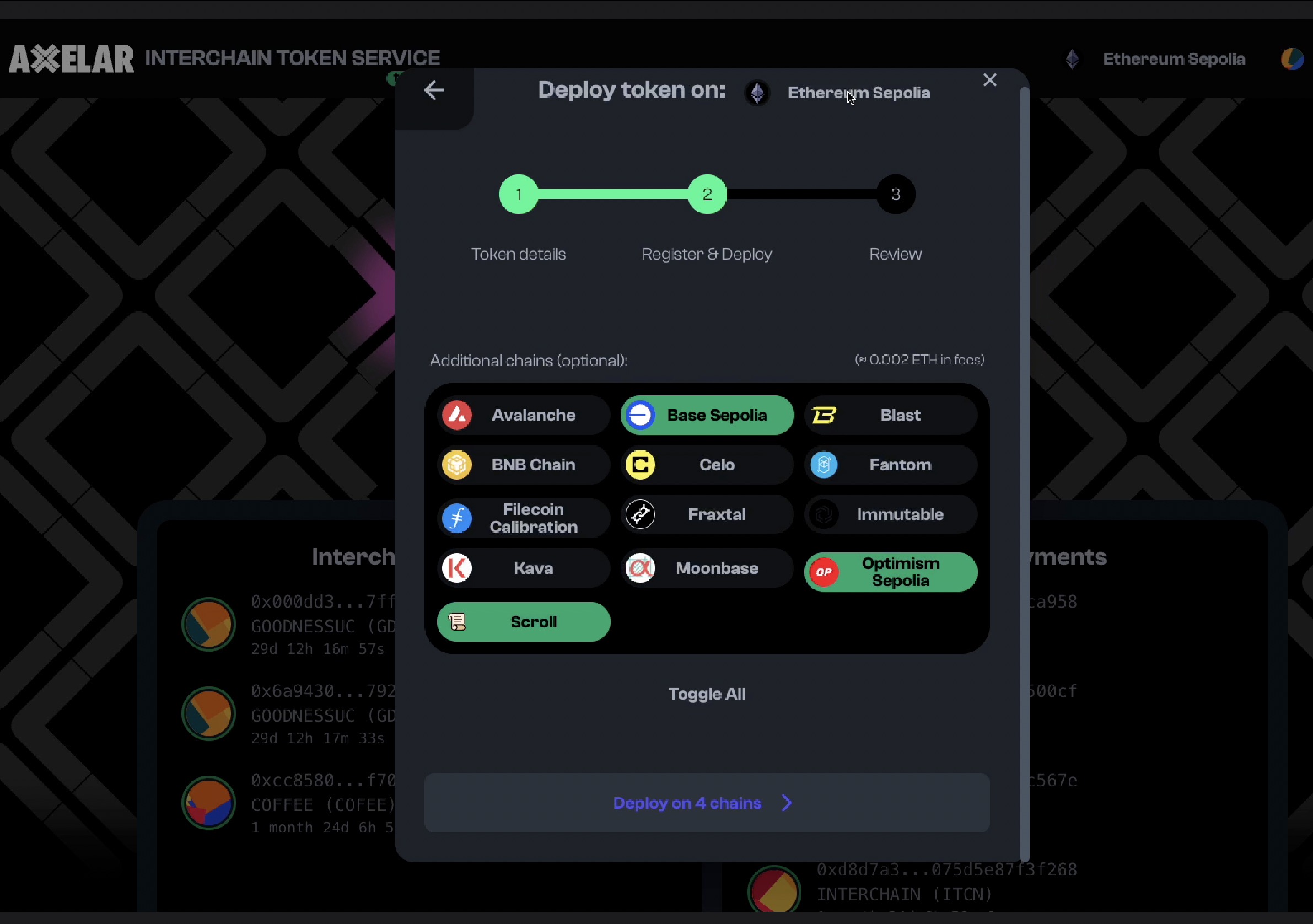 Select the networks you want to deploy on